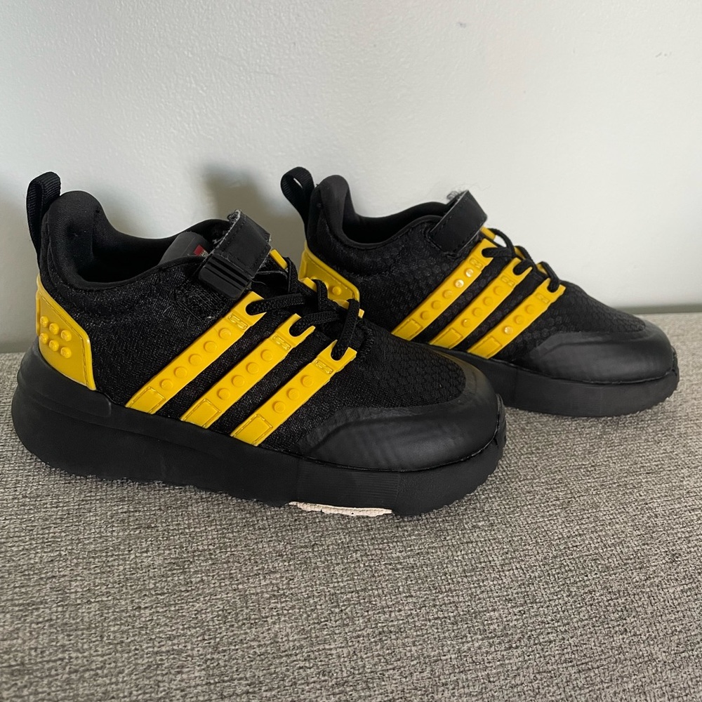 Black and Yellow Adidas Lego Sneaker Toddler Size 8